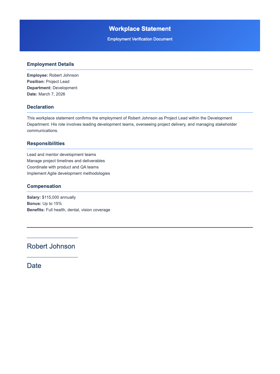 Gradient header workplace statement